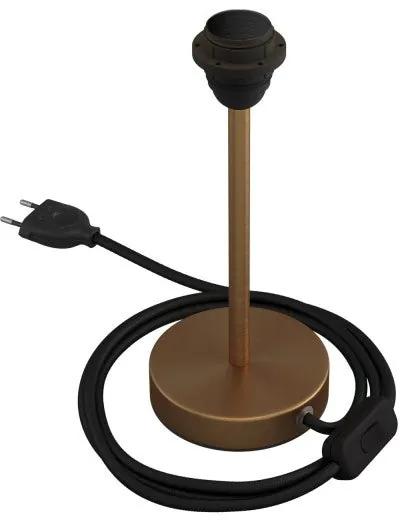 Alzaluce - metal table lamp with fabric cable switch and 2 poles plug - 20 cm / Bronze escovado