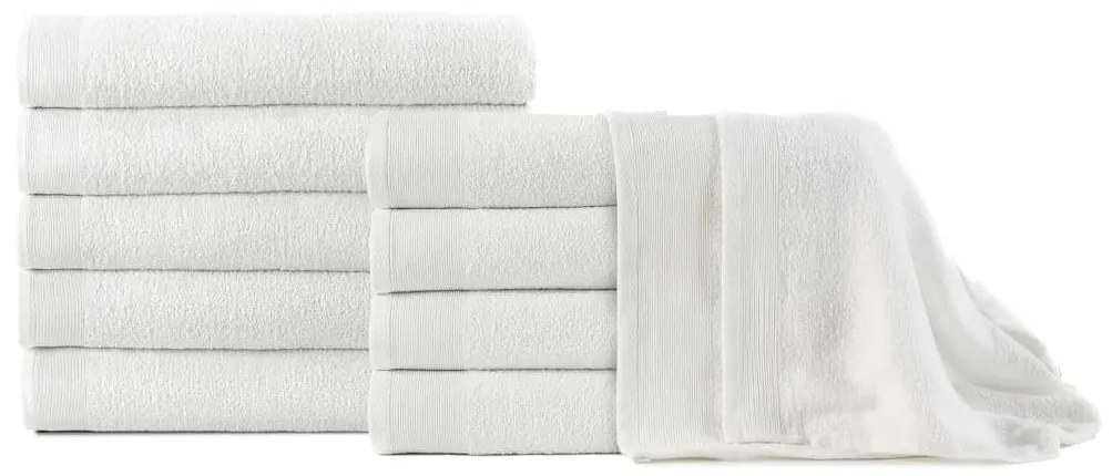 vidaXL Toalhas de banho 10 pcs algodão 350 g 100x150 cm branco