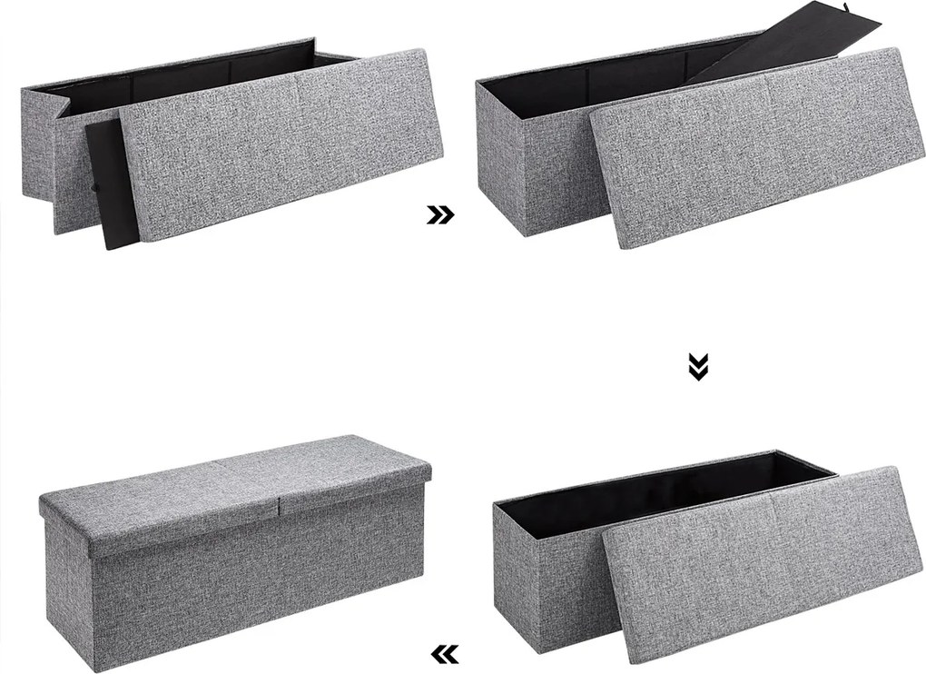 Banco dobrável com espaço de arrumação 80 x 40 x 40 cm Cinzento