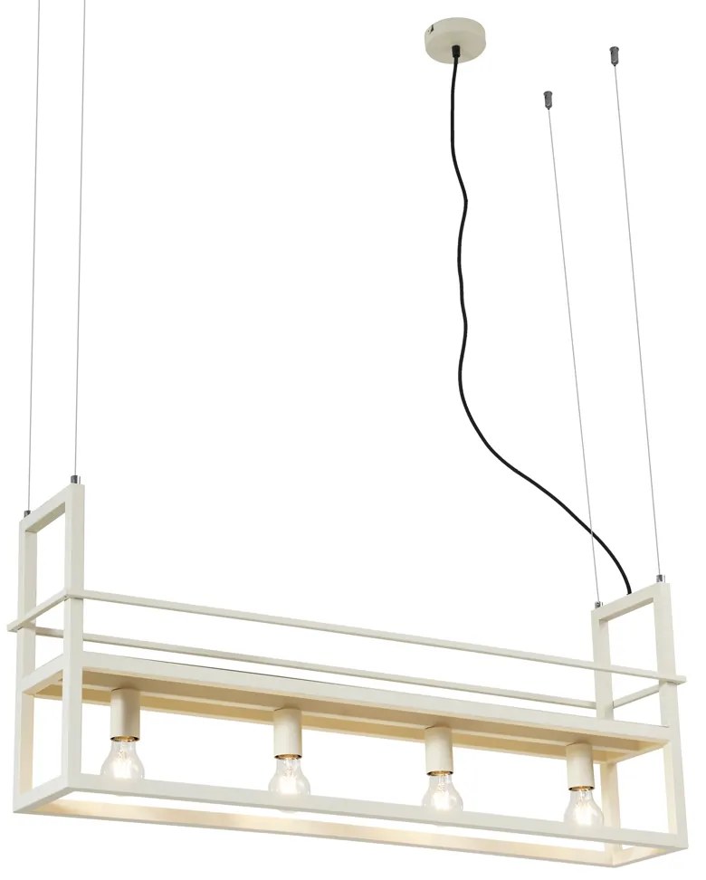 Candeeiro suspenso industrial bege 4 luzes - Cage Rack Industrial