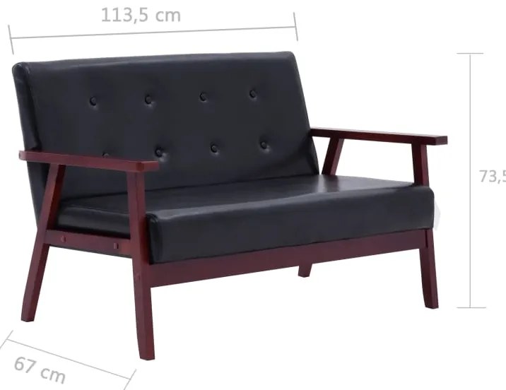 Conjunto de sofás 2 pcs couro artificial preto
