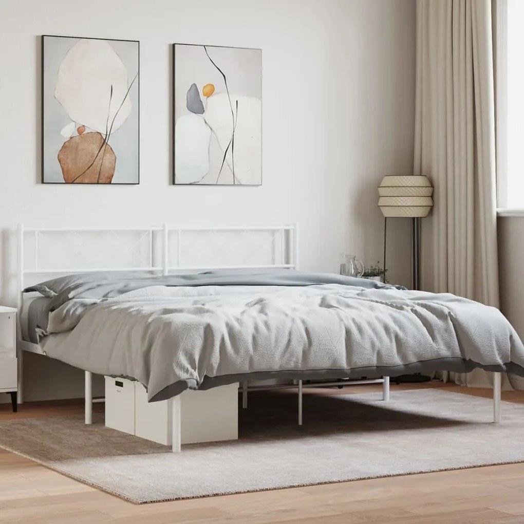 Estrutura de cama com cabeceira 120x200 cm metal branco