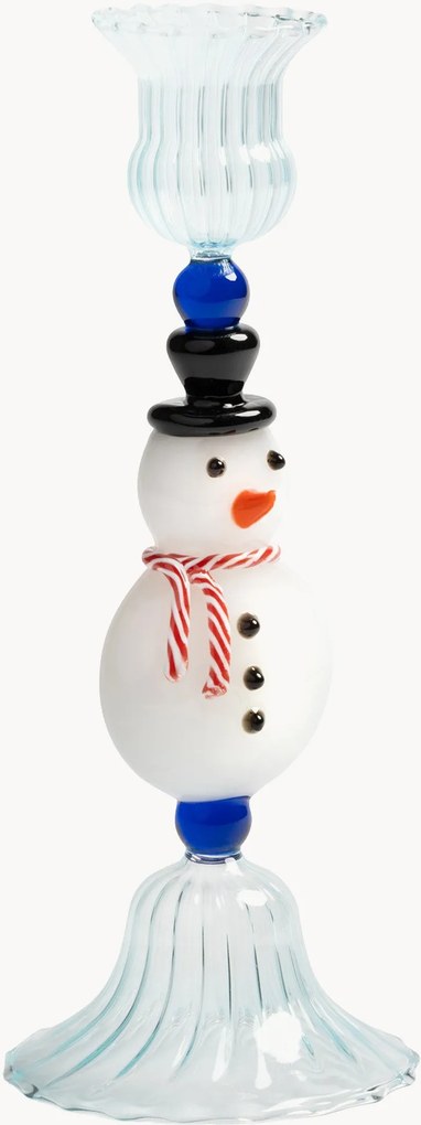 Castiçal em vidro de borossilicato artesanal Merry Snowman
