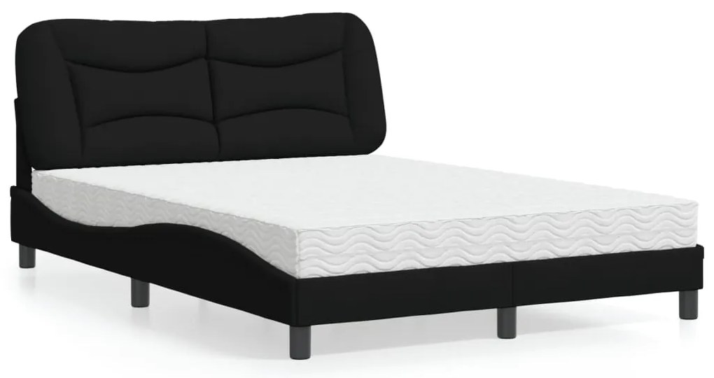 Cama com colchão 140x200 cm tecido preto