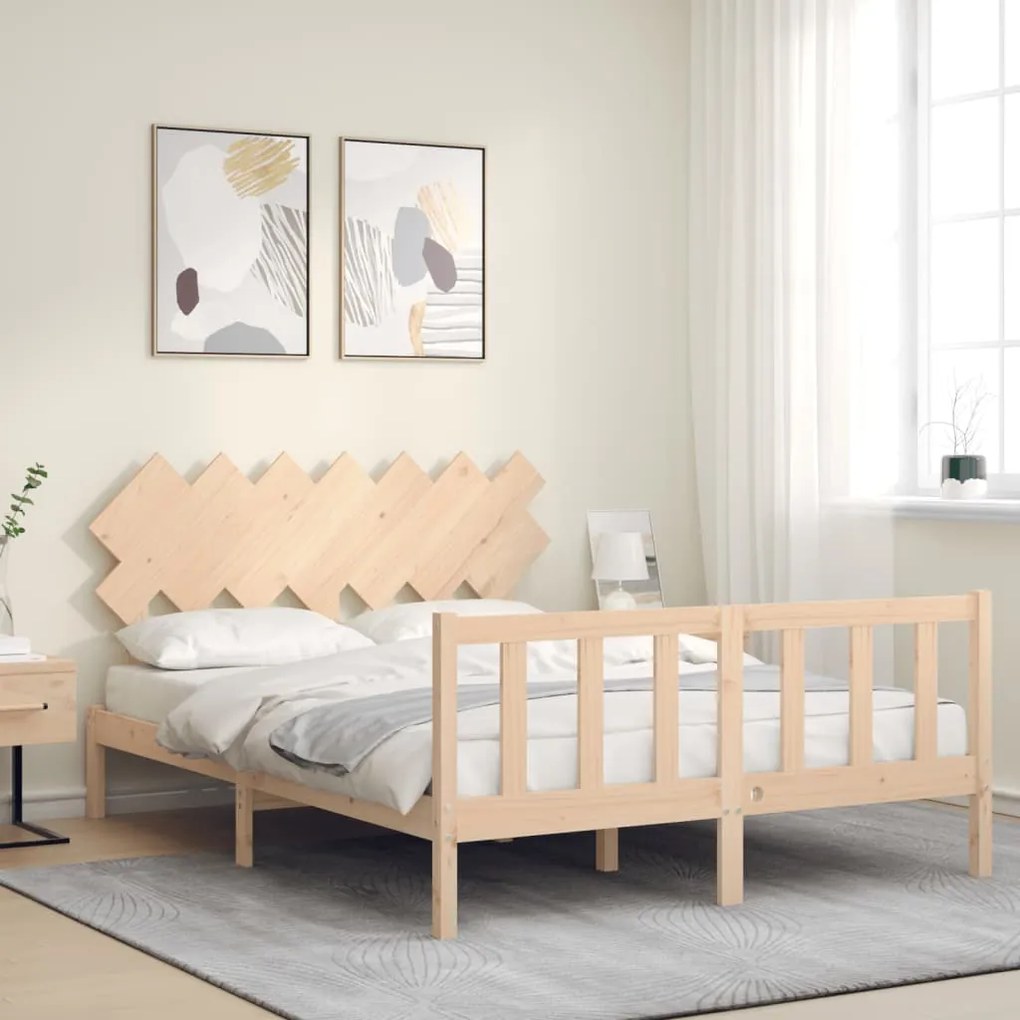 Cama sem colchão 140x200 cm madeira de pinho maciça