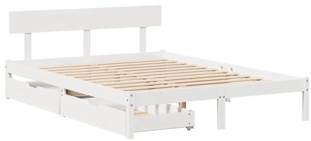 Cama sem colchão 140x190 cm madeira de pinho maciça branco