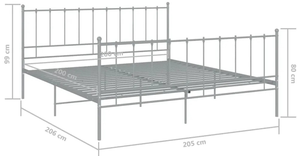 Estrutura de cama 200x200 cm metal cinzento