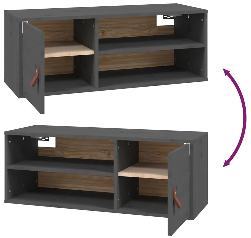 Armários de parede 2 pcs 80x30x30 cm pinho maciço cinzento