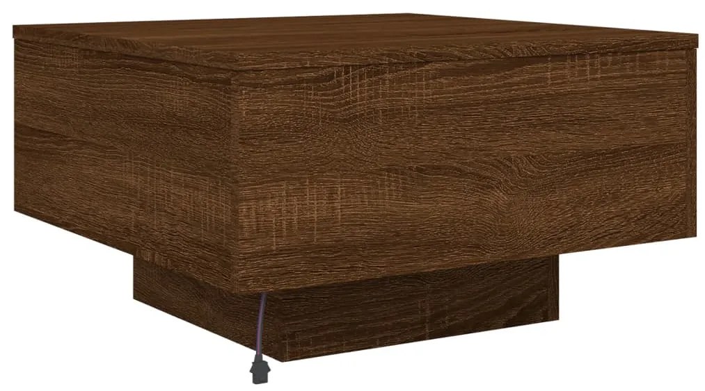 Mesa de centro com luzes LED 55x55x31 cm carvalho castanho
