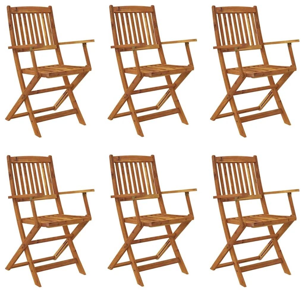 7 pcs conjunto jantar dobrável p/ jardim madeira acácia maciça