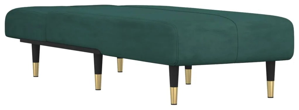 Chaise longue veludo verde-escuro