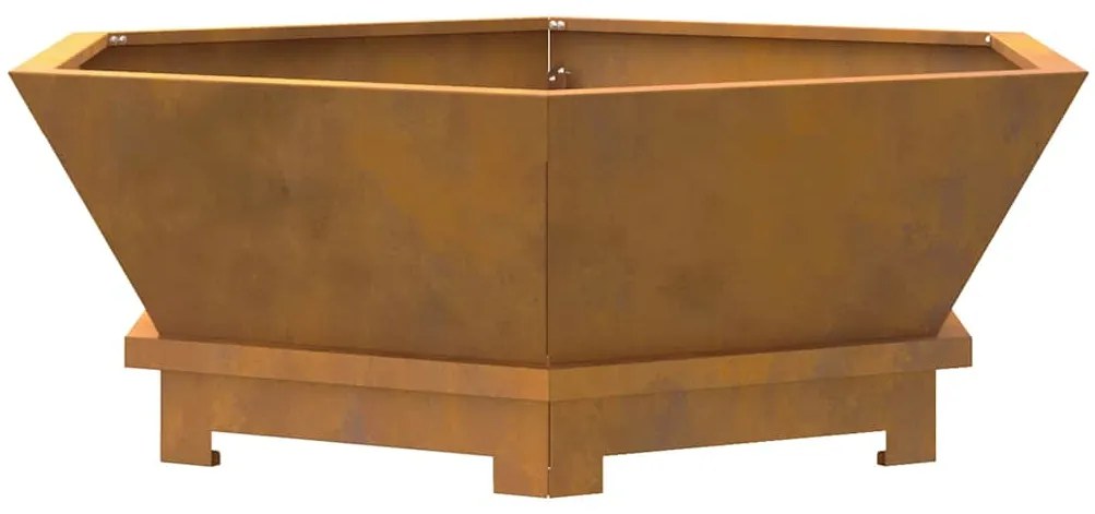 Fogueira Hexagonal vidaXL 75x75x28 cm em Aço Envelhecido