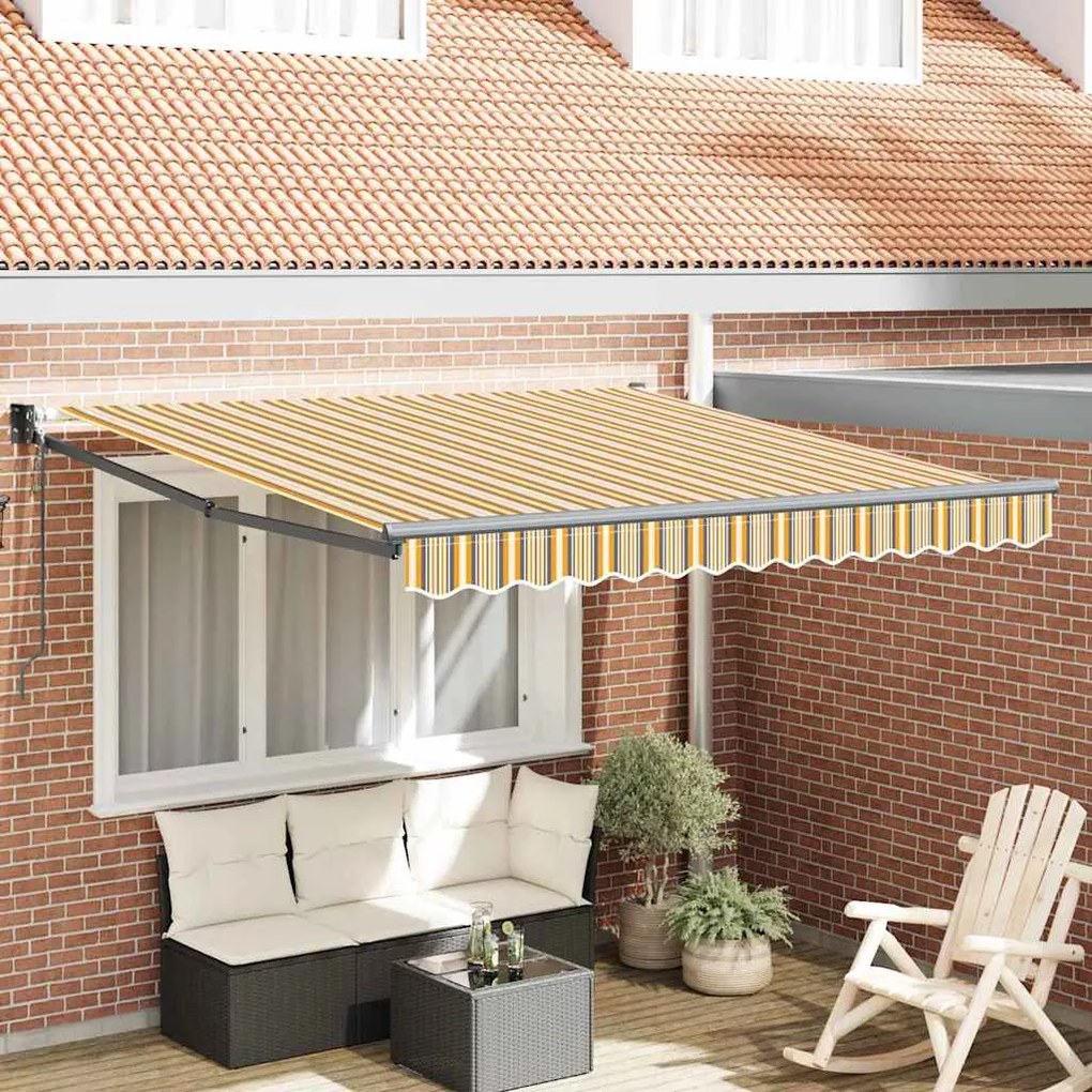 vidaXL Toldo Retrátil Automático Listrado Multicolorido 350x250 cm
