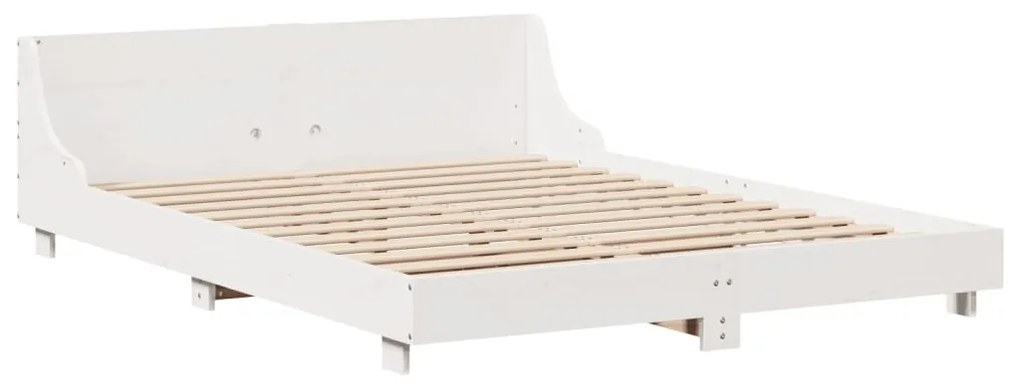 Cama sem colchão 160x200 cm madeira de pinho maciça branco