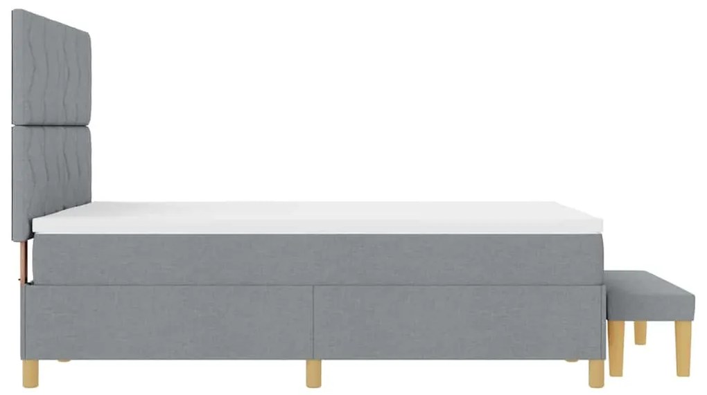 Cama Box com Colchão e Banco Cinza Claro 140x200 cm Tecido