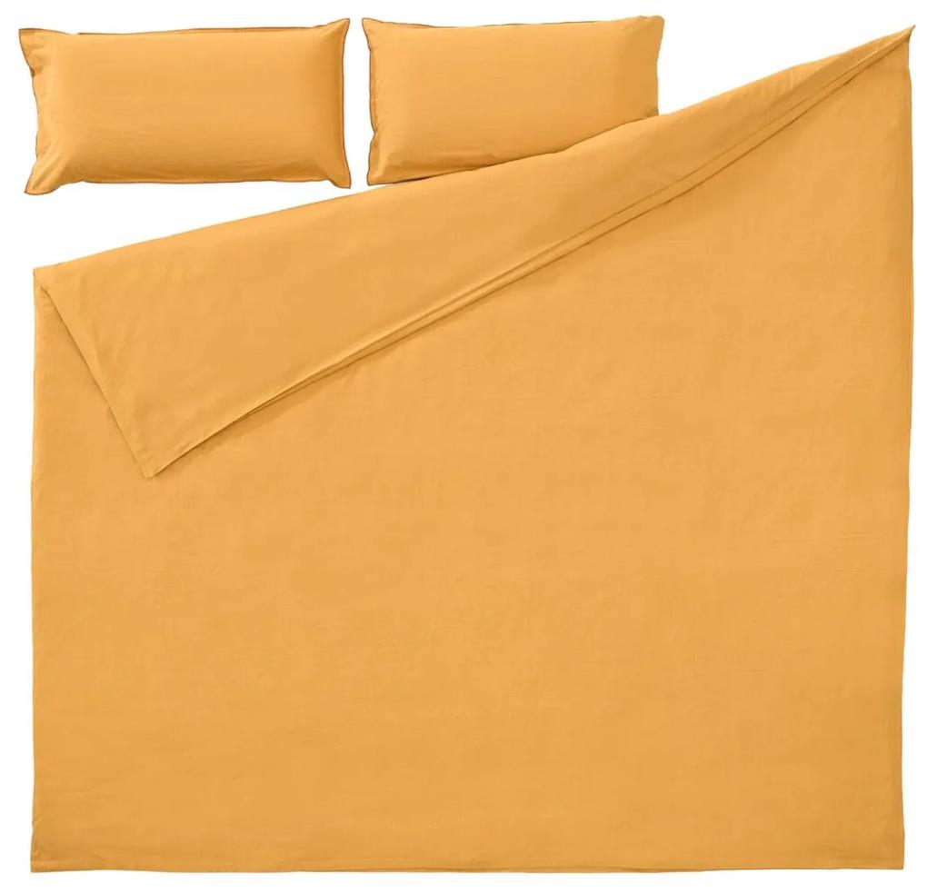 Kave Home - Set Ibelis de lençol,capa edredão,capa almofada 180x200cm algodão orgânico (GOTS) mostarda