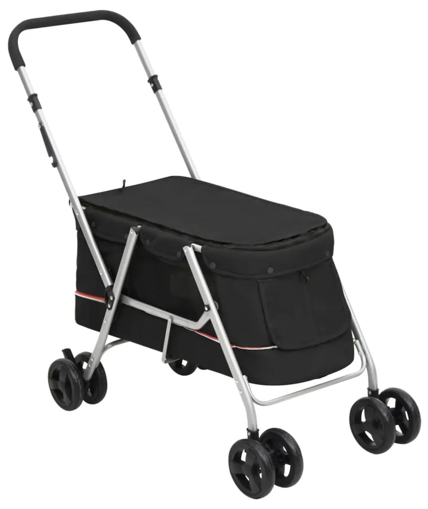 172202 vidaXL Carrinho dobrável para cães 100x49x96 cm tecido linho preto