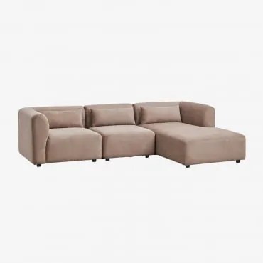 Sofá Modular Chaise Longue Direito De 3 Peças Fogler Bombazina Castanho Camel - Sklum