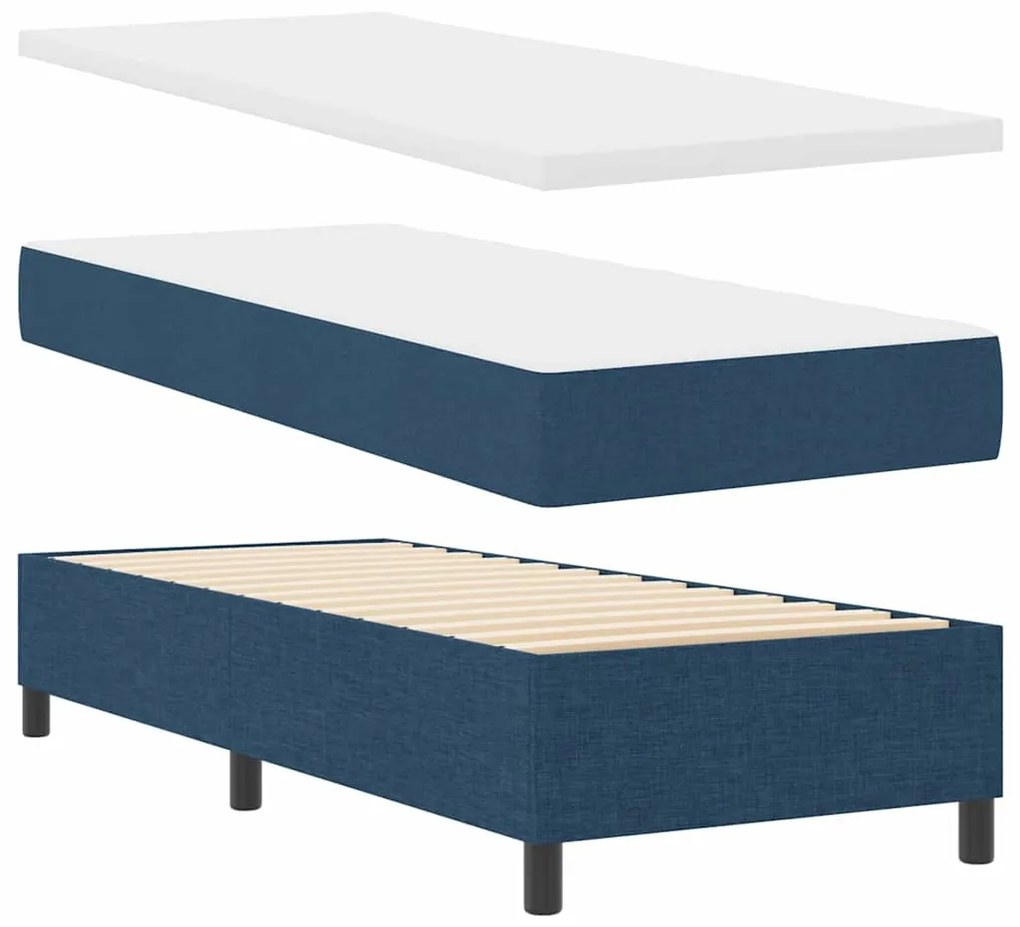 Cama Box com Colchão Azul - 80x200 cm em Tecido