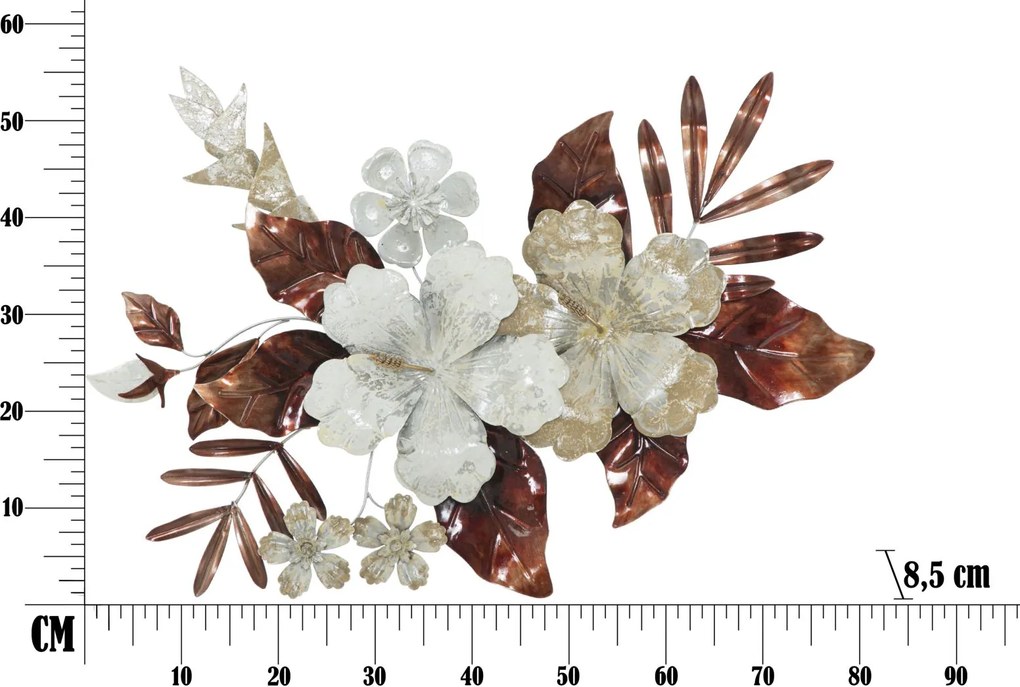 PAINEL DE FERRO DE PAREDE 3D BOUQUET CM 83X8,5X55 MULTICOLOR