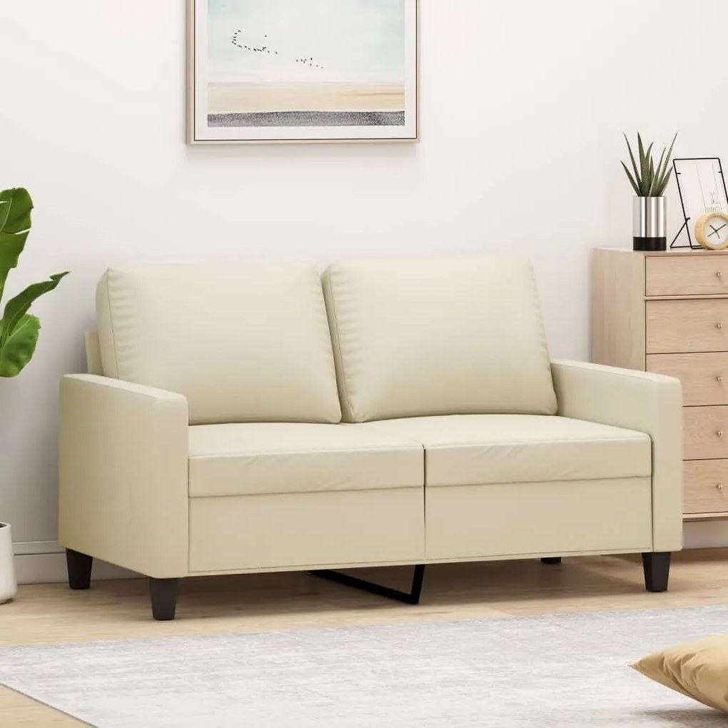 359133 vidaXL Sofá de 2 lugares 120 cm couro artificial cor creme