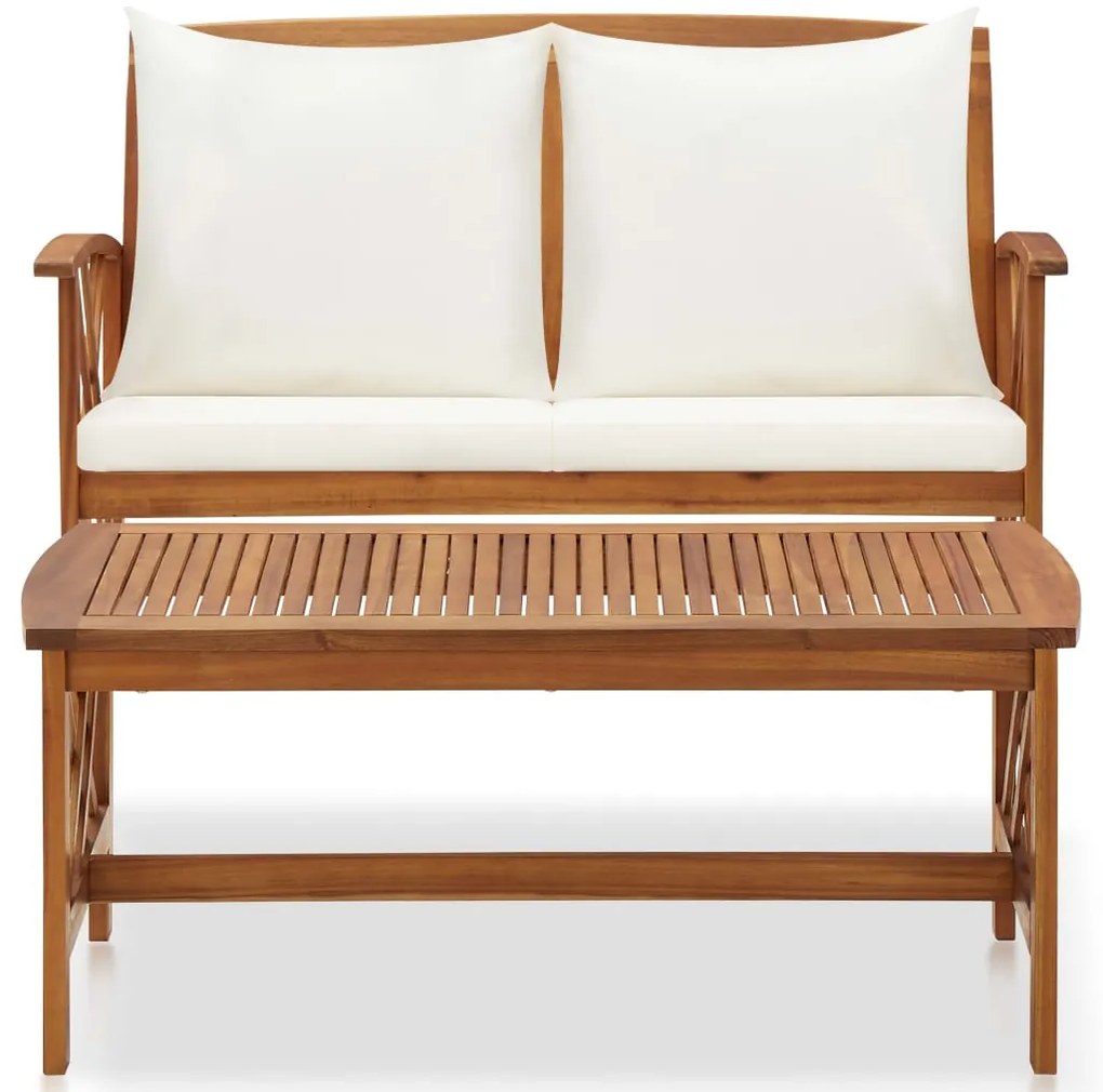 2 pcs conjunto lounge de jardim c/ almofadões acácia maciça