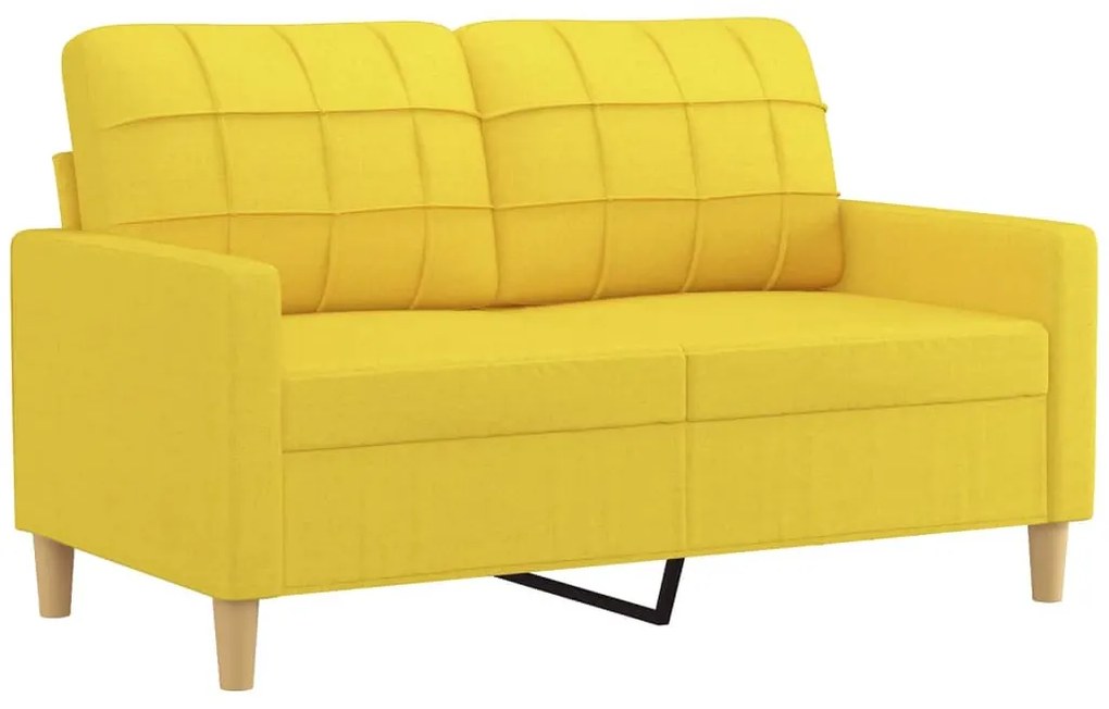 Sofá 2 lug. + almofadas decorativas 120 cm tecido amarelo-claro