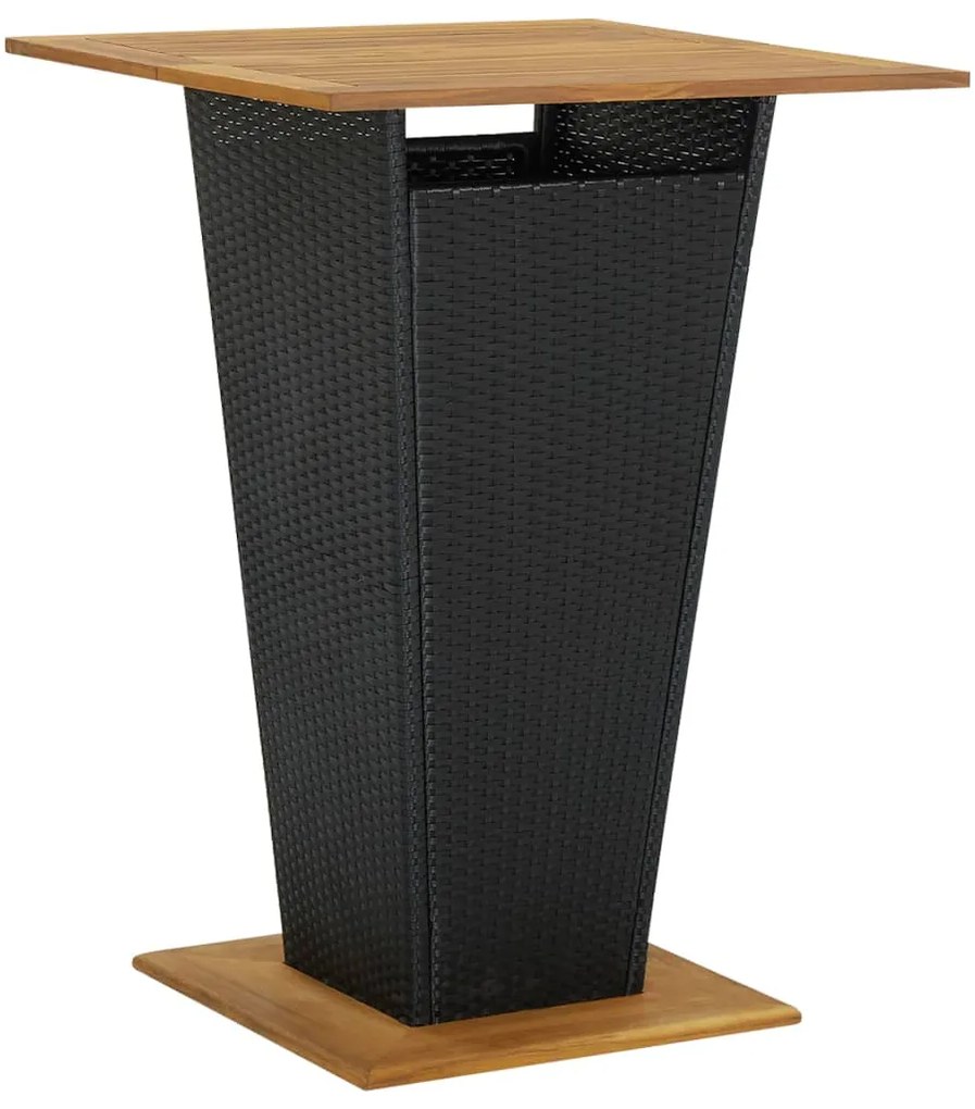 3 pcs conjunto de bar para jardim com almofadões vime PE preto