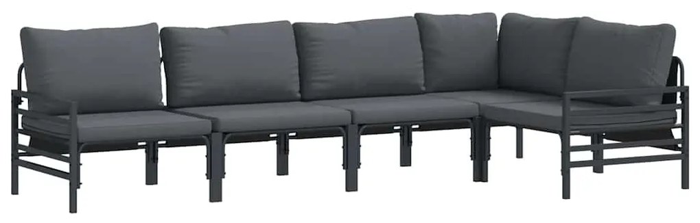 Conjunto de Sofá de Jardim 5 pcs Cinzento-escuro Aço