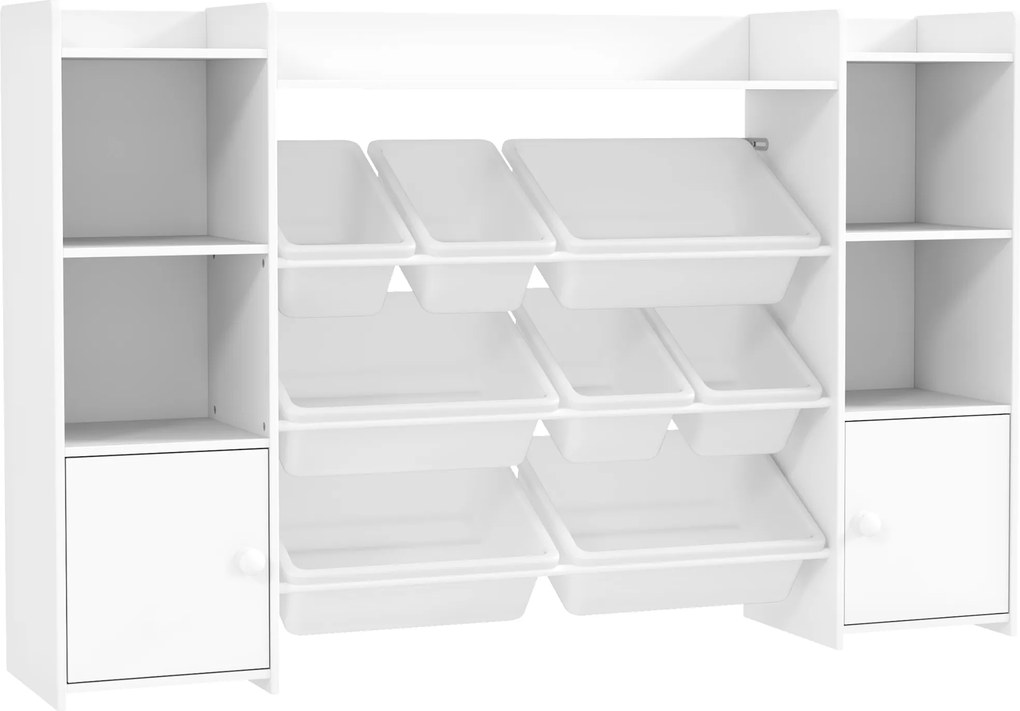 AIYAPLAY Estante de armazenamento infantil, Estante para brinquedos e livros, para arrumação organizada, 8 caixas removíveis, Branco | Aosom Portugal