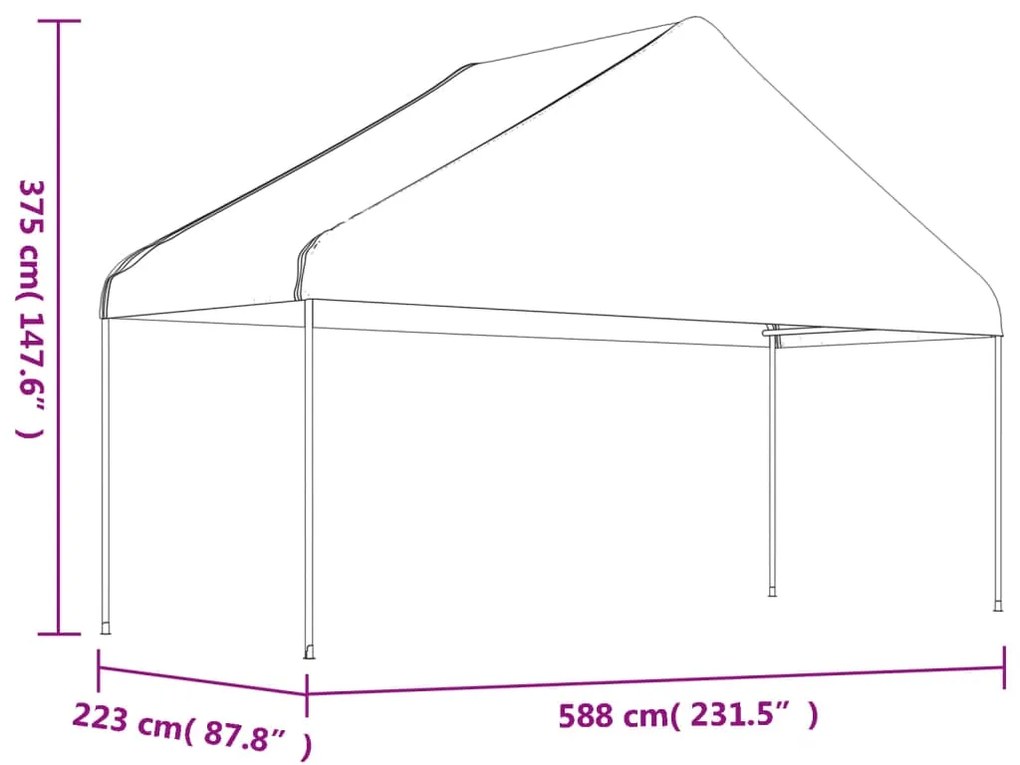 Gazebo com telhado 6,69x5,88x3,75 m polietileno branco