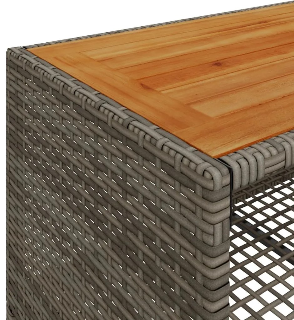 4 pcs conjunto sofás de jardim c/ almofadões vime PE cinzento