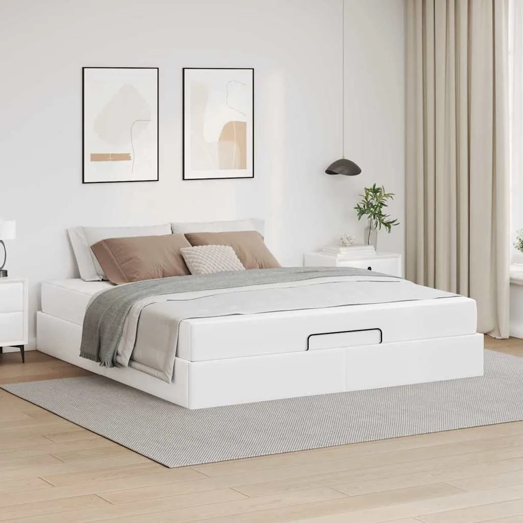 vidaXL Estrutura de cama com colchão Outros Branco Puro 160 x 200 cm