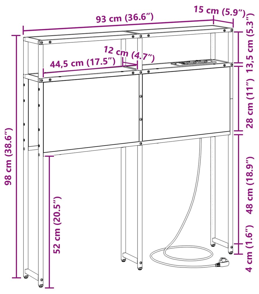 Cabeceira de armazenamento Carvalho sonoma 90 cm