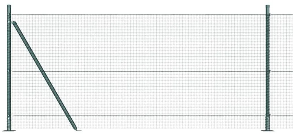 Cerca de Arame Soldado com 13 Pilares Flangeados Verde 0.8x100 m Aço
