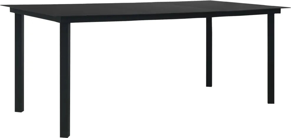 vidaXL Mesa de jantar para jardim 190x90x74 cm aço e vidro preto