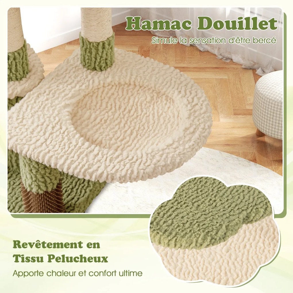 Árvore para gatos de vários níveis com 58 polegadas de altura, torre floral estética para gatinhos, rosa