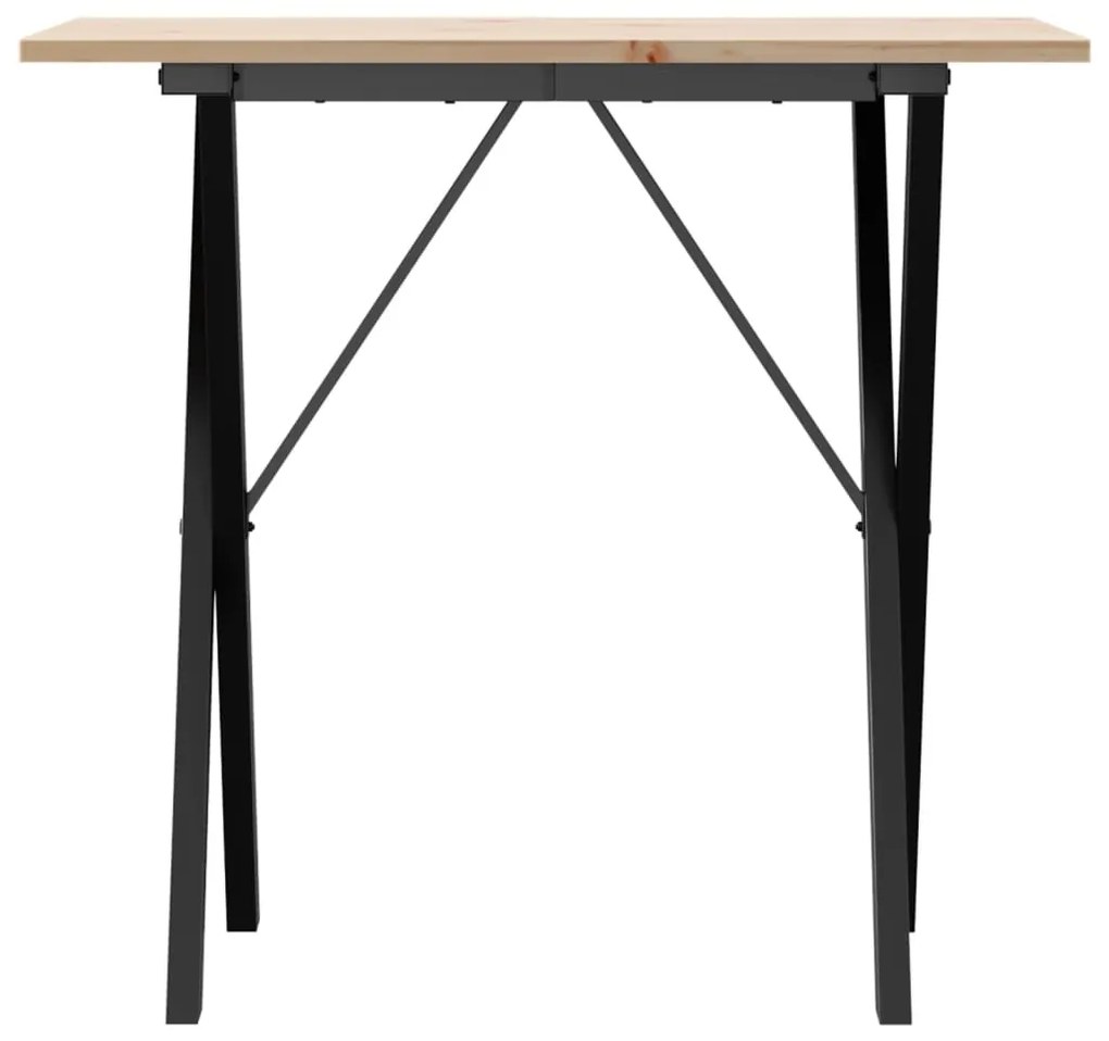 Mesa de jantar estrutura em X 80x50x75 cm pinho e aço