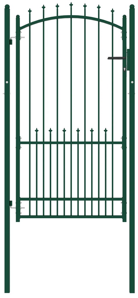 vidaXL Portão para cerca com espetos 100x175 cm aço verde