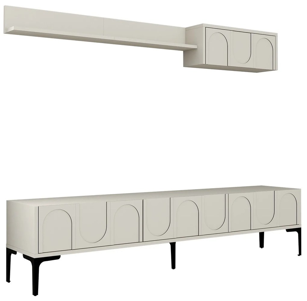 Móvel TV Lyon – Creme e Preto – 180 cm
