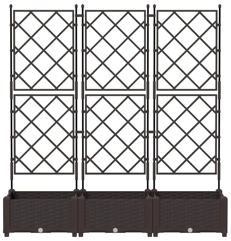 Vaso de Jardim com Treliça 3 pcs Castanho 120x40x125.5 cm