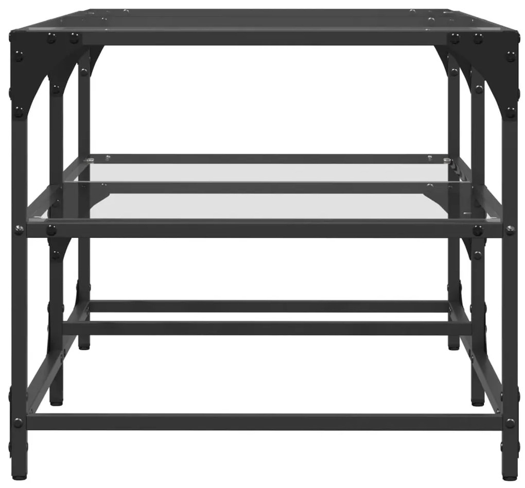 Mesa de centro c/ topo em vidro transparente 98,5x50x45 cm aço