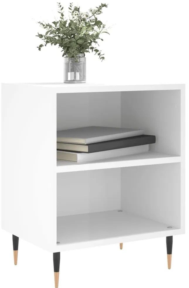 Mesa de cabeceira derivados de madeira branco brilhante