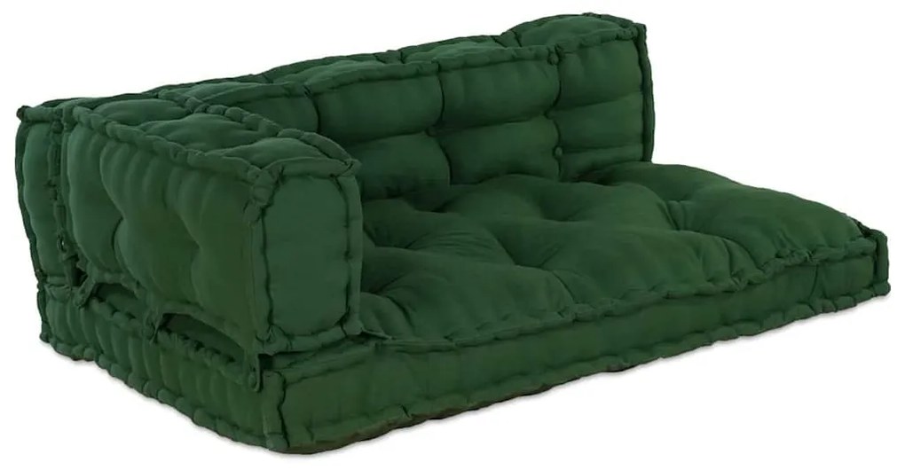 vidaXL Travesseiro para Sofá Pallet 3 pcs Verde tecido