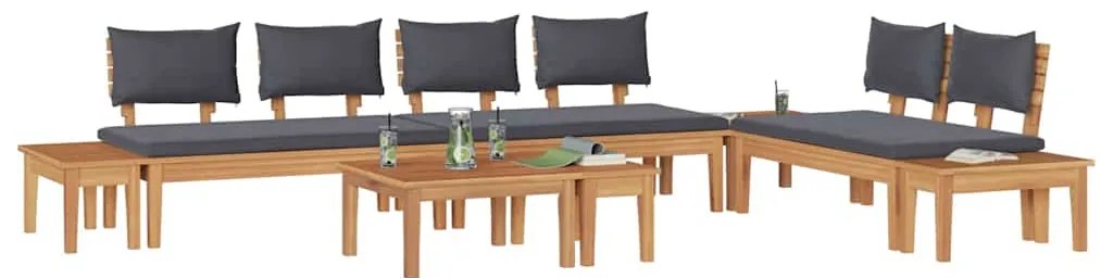 Conjunto de Jardim com 5 peças e almofadas - Madeira de Teak Sólida