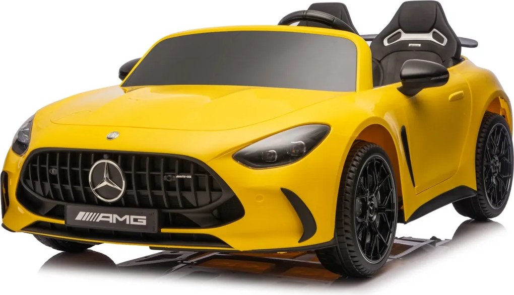 Carro elétrico para Crianças 24V, 2 Lugares, 4x4 Mercedes-Benz GT63 AMG, Rodas de espuma EVA, assento Couro ecológico Amarelo