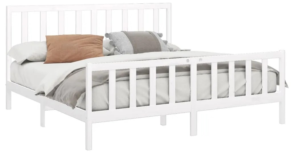 Estrutura de cama super king 180x200 cm pinho maciço branco