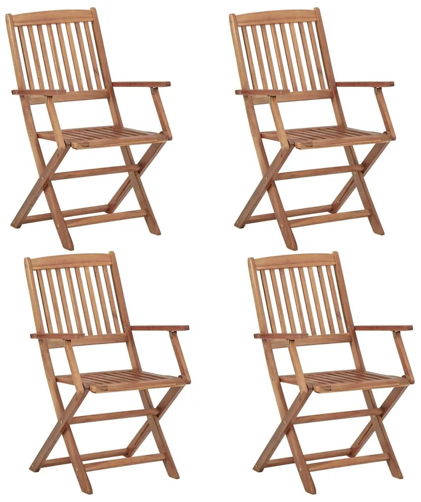 Cadeiras de jardim dobráveis c/ almofadões 4 pcs acácia maciça