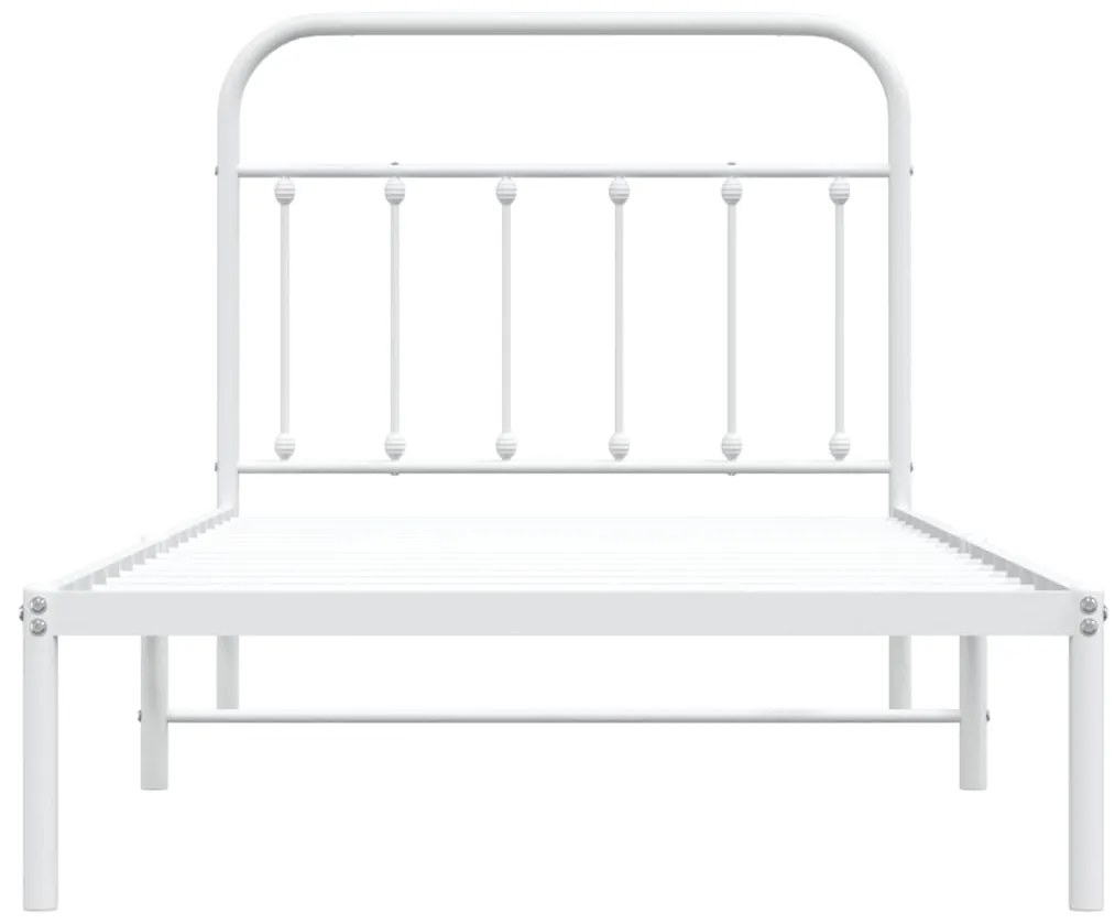 Estrutura de cama com cabeceira 100x190 cm metal branco