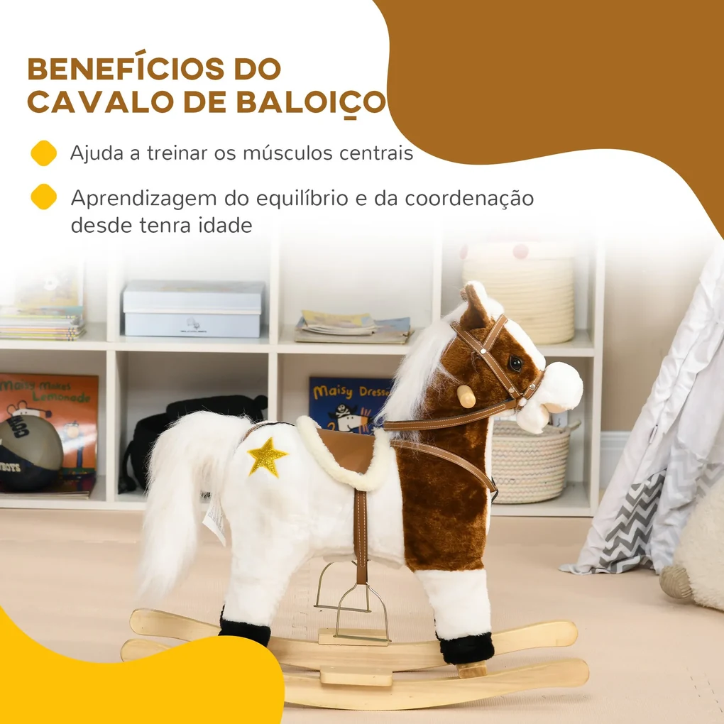 Cavalo Baloiço para Crianças acima de 3 Anos Cavalo Baloiço de Brincar ...
